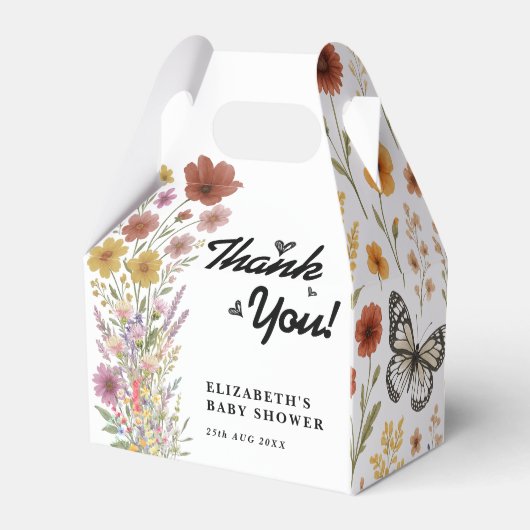 Wildblume Floral Boho Kinderdusche Danke Geschenkschachtel (Vorderseite)