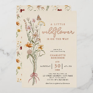 Wildblume Floral Boho Kinderdusche Real Folieneinladung