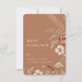 Wildblume Floral BOHO Terracotta Rust Wedding RSVP Karte (Vorderseite)