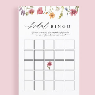 Wildblume Floral Brautparty Bingo Game Cards