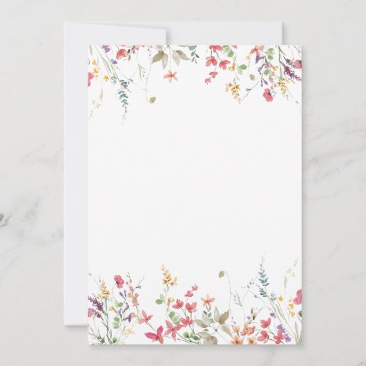 Wildblume Floral Brautparty Bingo Game Dusche Einladung (Rückseite)