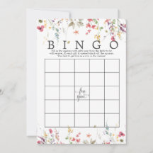 Wildblume Floral Brautparty Bingo Game Dusche