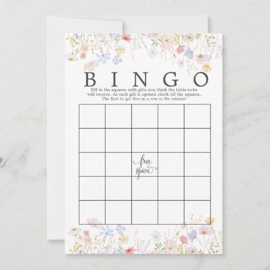 Wildblume Floral Brautparty Bingo Game Dusche Einladung (Vorderseite)