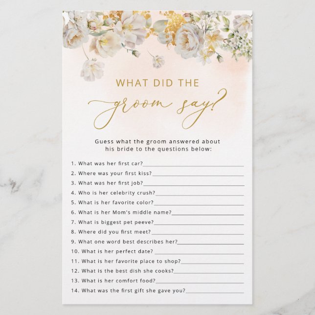 Wildblume Floral Brautparty Game (Vorderseite)