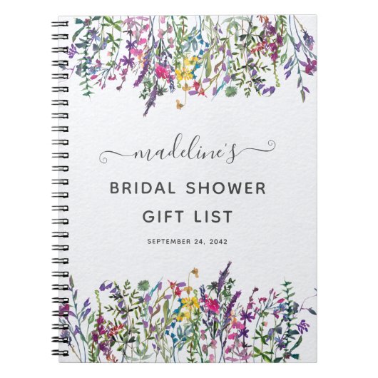 Wildblume Floral Brautparty Geschenkliste Notizblock (Vorderseite)