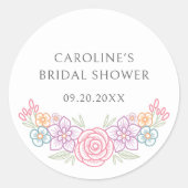 Wildblume Floral Brautparty Runder Aufkleber (Vorderseite)