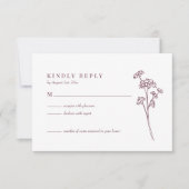 Wildblume Floral Burgundy Wedding RSVP Card (Vorderseite)