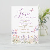 Wildblume Floral Butterfly Brautparty Einladung (Stehend Vorderseite)