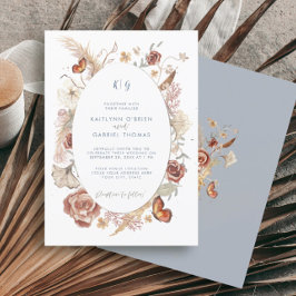 Wildblume Floral Butterfly Dusty Blue Watercolor Einladung