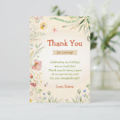 Wildblume Floral Colorful Birthday Girl Guest Dankeskarte (Stehend Vorderseite)