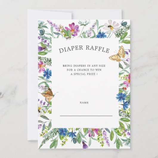 Wildblume Floral Diaper Raffle Ticket Einladung (Vorderseite)
