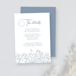 Wildblume Floral Dusty Blue Wedding Details Begleitkarte