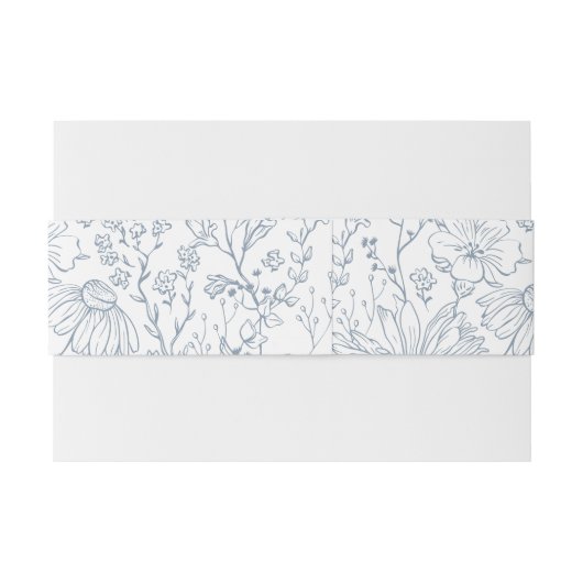 Wildblume Floral Dusty Blue Wedding Einladungsbanderole (Rückseitenbeispiel)
