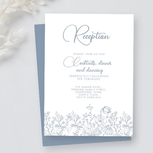 Wildblume Floral Elegant Hochzeitsempfang Begleitkarte