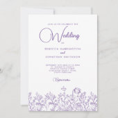 Wildblume Floral Elegant Lilac Wedding Einladung (Vorderseite)