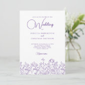 Wildblume Floral Elegant Lilac Wedding Einladung (Stehend Vorderseite)