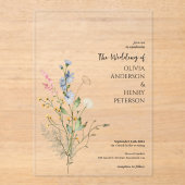 Wildblume Floral Elegante Rustikale Hochzeit Acryleinladungen (Vorderseite)