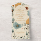 Wildblume Floral Frame Babydusche All In One Einladung (Innen Boden)