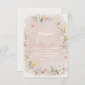 Wildblume Floral Frame Diapper Raffle Begleitkarte (Vorne/Hinten)