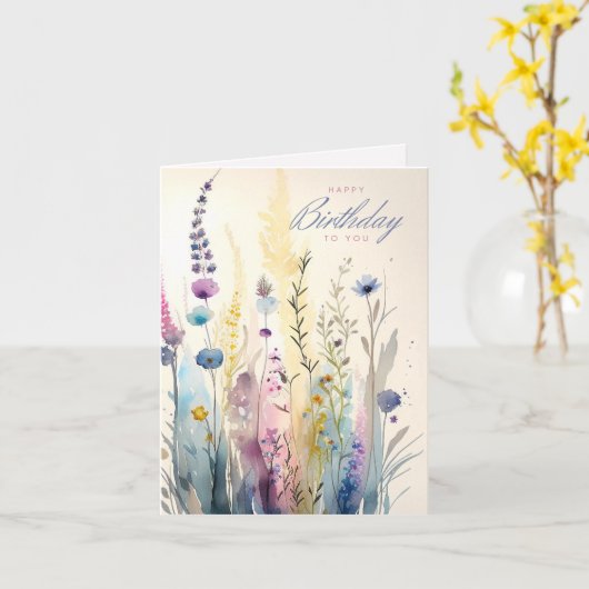 Wildblume Floral Geburtskarte Karte (Gelbe Blume)