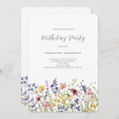 Wildblume Floral Geburtstag Einladung (Vorne/Hinten)
