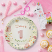 Wildblume Floral Girl's 1. Geburtstag Pappteller (Party)