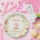 Wildblume Floral Girl's Two Second Birthday Pappteller (Party)