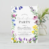 Wildblume Floral Graduation Party Einladung (Stehend Vorderseite)