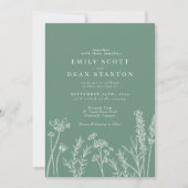 Wildblume Floral Green Wedding Einladung (Vorderseite)