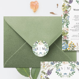 Wildblume Floral Meadow Spring Wedding Siegel Runder Aufkleber