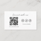 Wildblume Floral Monogram Logo QR Code Visitenkarte (Rückseite)