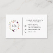 Wildblume Floral Monogram Logo QR Code Visitenkarte (Vorderseite)