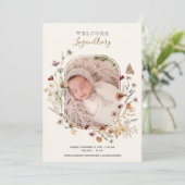 Wildblume Floral New Baby Birth Foto Ankündigung (Stehend Vorderseite)