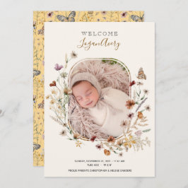 Wildblume Floral New Baby Birth Foto Ankündigung