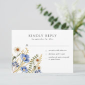 Wildblume Floral Periwinkle Wedding RSVP Card (Stehend Vorderseite)