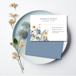 Wildblume Floral Periwinkle Wedding RSVP Card Karte