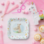 Wildblume Floral Rabbit Osterblau Wasserfarbe Pa Pappteller (Party)