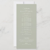 Wildblume Floral Sage Green Wedding Programm (Rückseite)