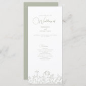 Wildblume Floral Sage Green Wedding Programm (Vorne/Hinten)