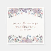 Wildblume Floral Script Mr. and Mrs. Serviette (Vorderseite)