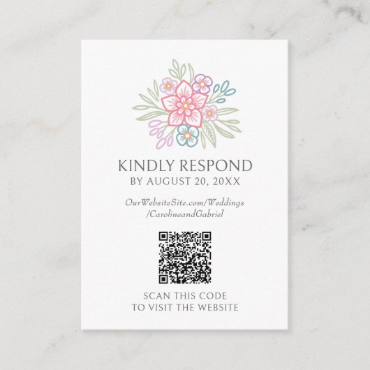 Wildblume Floral UAWG QR Code Hochzeit Begleitkarte (Vorderseite)