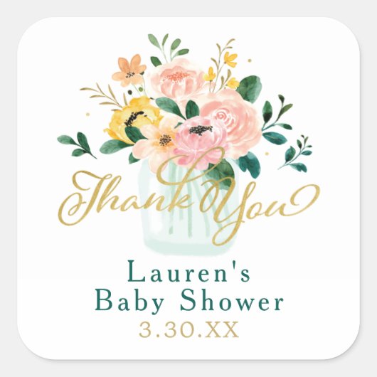 Wildblume Floral Vielen Dank, dass Sie Aufkleber (Vorderseite)