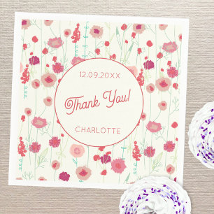 Wildblume Floral Vielen Dank Name Datum Serviette