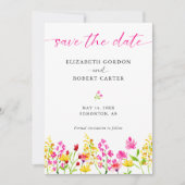 Wildblume Floral Wasserfarbe Elegantes Skript Save The Date (Vorderseite)