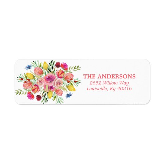 Wildblume Floral Wasserfarbe Rücksendeadresse (Vorne)