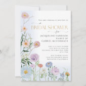 Wildblume Floral Wasserfarben Elegante Highlights Einladung (Vorderseite)