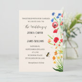 Wildblume Floral Watercolor Boho Rustikale Hochzei Einladung (Stehend Vorderseite)