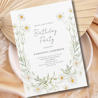 Wildblume Floral Watercolor Geburtstag Einladung