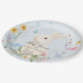Wildblume Floral Watercolor Kaninchen Butterfly Pappteller (Schrägansicht)