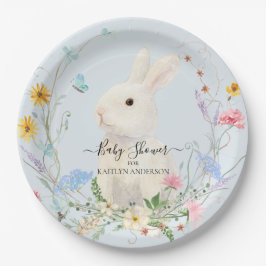 Wildblume Floral Watercolor Kaninchen Butterfly Pappteller